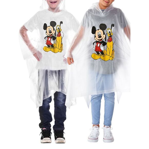 Disney Other - Disney Mickey Mouse Rain Poncho Hooded Water Resistant Pluto Kids Unisex 2-Pack